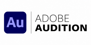 Adobe Audition logo: blue rounded square with 'Au' beside the text 'Adobe Audition'