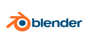 Blender logo: orange circular icon paired with blue wordmark reading 'blender'.
