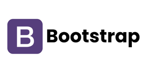 Bootstrap logo: purple rounded square with a white 'B' followed by the word 'Bootstrap'.