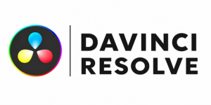 DaVinci Resolve logo featuring a colorful circular icon to the left of bold 'DAVINCI RESOLVE' text.