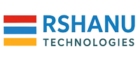 RSHANU TECHNOLOGIES logo with red, blue, and orange horizontal bars to the left of the blue wordmark.
