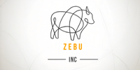 Zebu Inc logo with an abstract line drawing of a zebra above the orange 'ZEBU' text and two thin lines beneath.