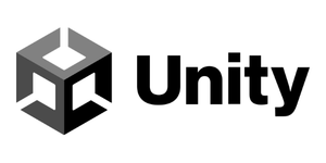 Unity logo: a 3D cube emblem next to the bold word 'Unity' on a white background.