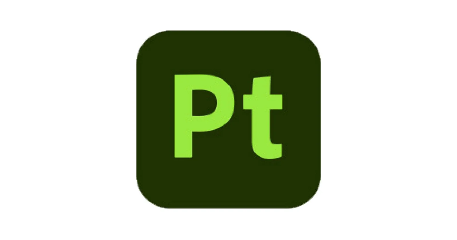 Dark green rounded-square app icon with bright lime-green 'Pt' letters centered.