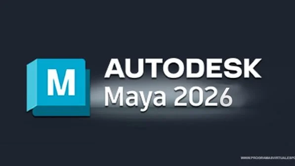 Autodesk Maya 2026 logo with a blue 3D 'M' icon on the left and white 'AUTODESK Maya 2026' text on a dark background.